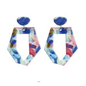 Urban Outfitters Pastel Marble Geometric Chunky Earrings